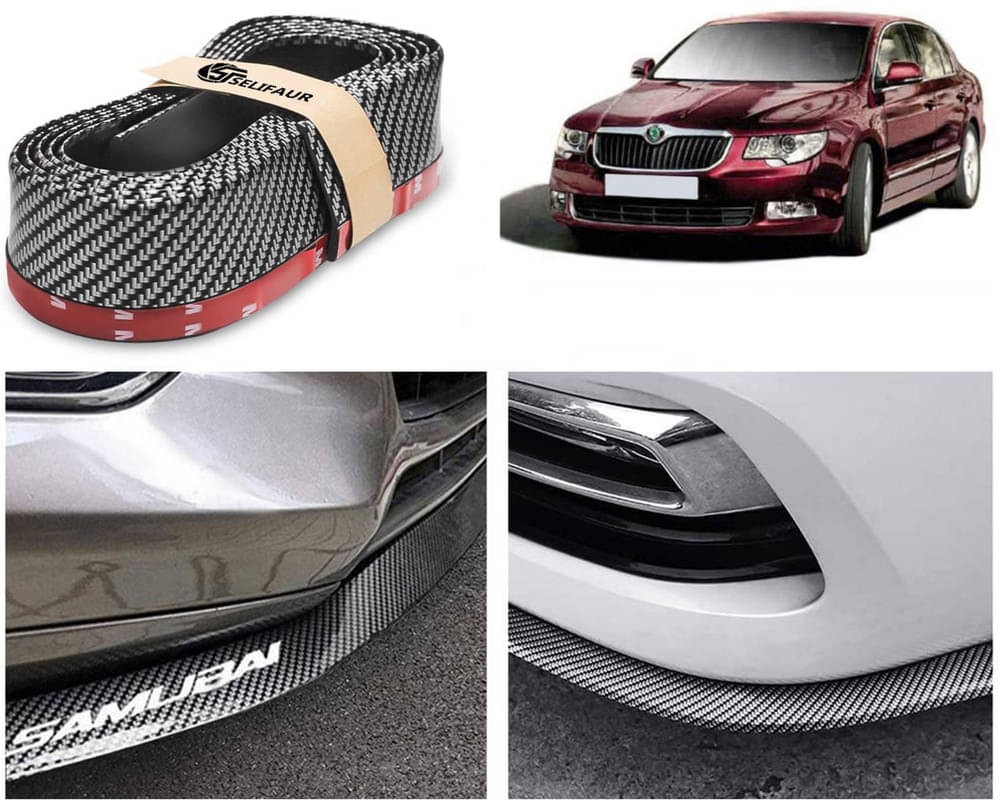     			Car Front Bumper Protector Lip | Car Samurai Bumper Protector | Black Car Body Kit Bumper Lip Side Skirt Rubber Compatible For Superb