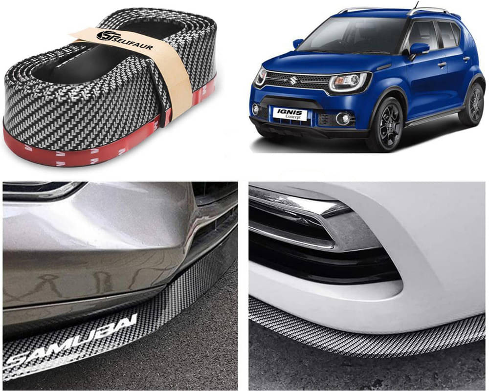     			Car Front Bumper Protector Lip | Car Samurai Bumper Protector | Black Car Body Kit Bumper Lip Side Skirt Rubber Compatible For Ignis 2016-2019