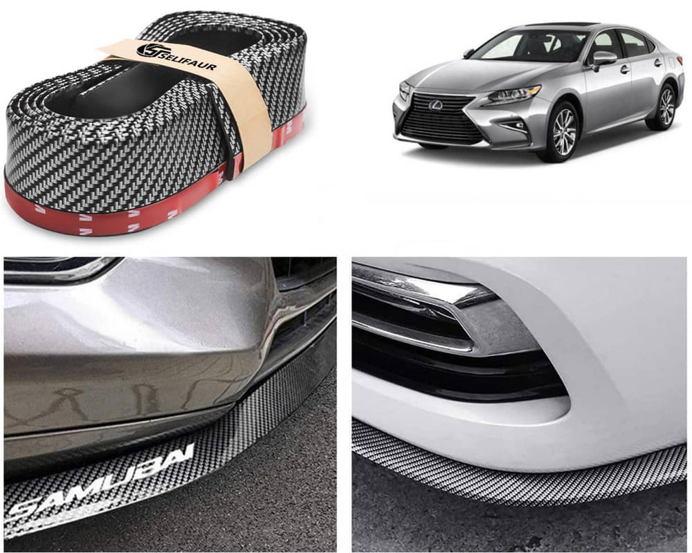     			Car Front Bumper Protector Lip | Car Samurai Bumper Protector | Black Car Body Kit Bumper Lip Side Skirt Rubber Compatible For ES