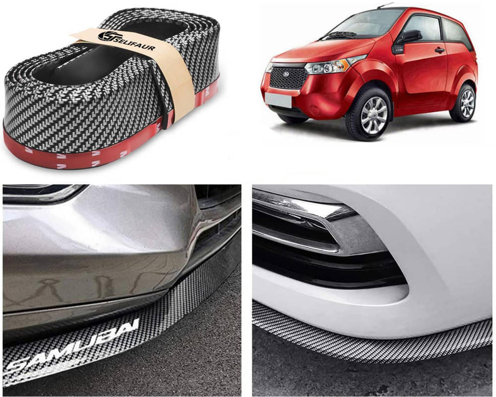     			Car Front Bumper Protector Lip | Car Samurai Bumper Protector | Black Car Body Kit Bumper Lip Side Skirt Rubber Compatible For Reva E20