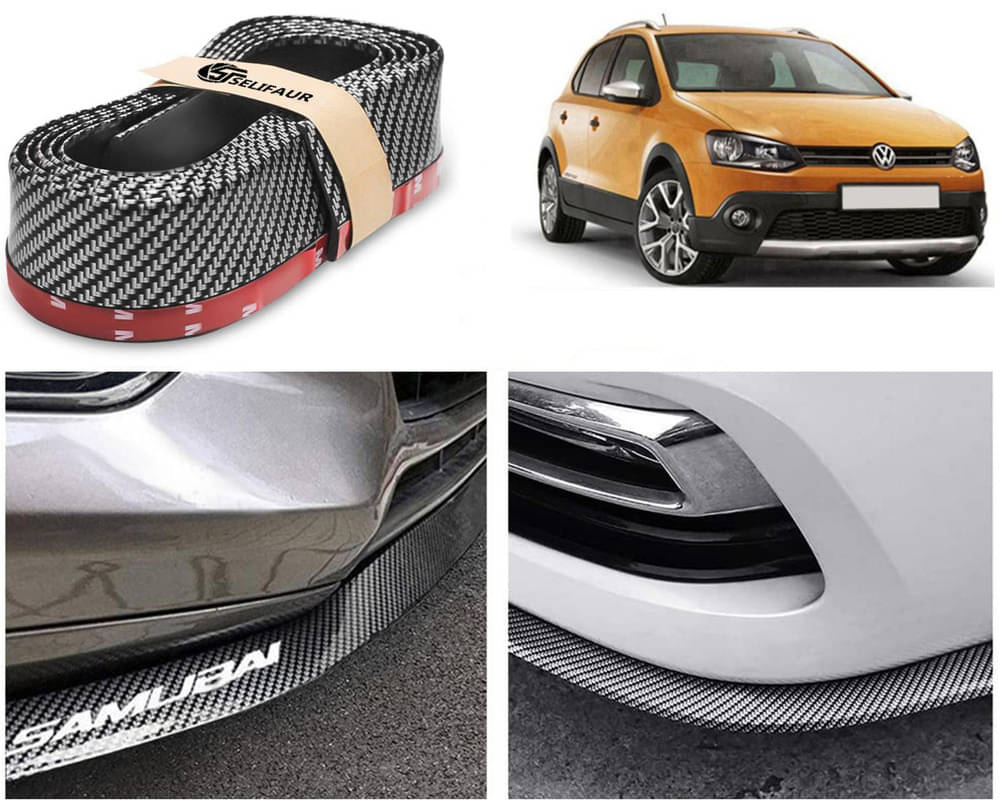 Car Front Bumper Protector Lip | Car Samurai Bumper Protector | Black Car Body Kit Bumper Lip Side Skirt Rubber Compatible For Polo Cross Car Front Bumper Protector Lip | Car Samurai Bumper Protector | Black Car Body Kit Bumper Lip Side Skirt Rubber Compatible For Polo Cross