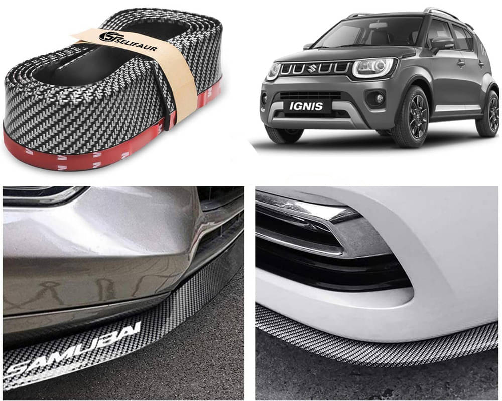     			Car Front Bumper Protector Lip | Car Samurai Bumper Protector | Black Car Body Kit Bumper Lip Side Skirt Rubber Compatible For Ignis 2020