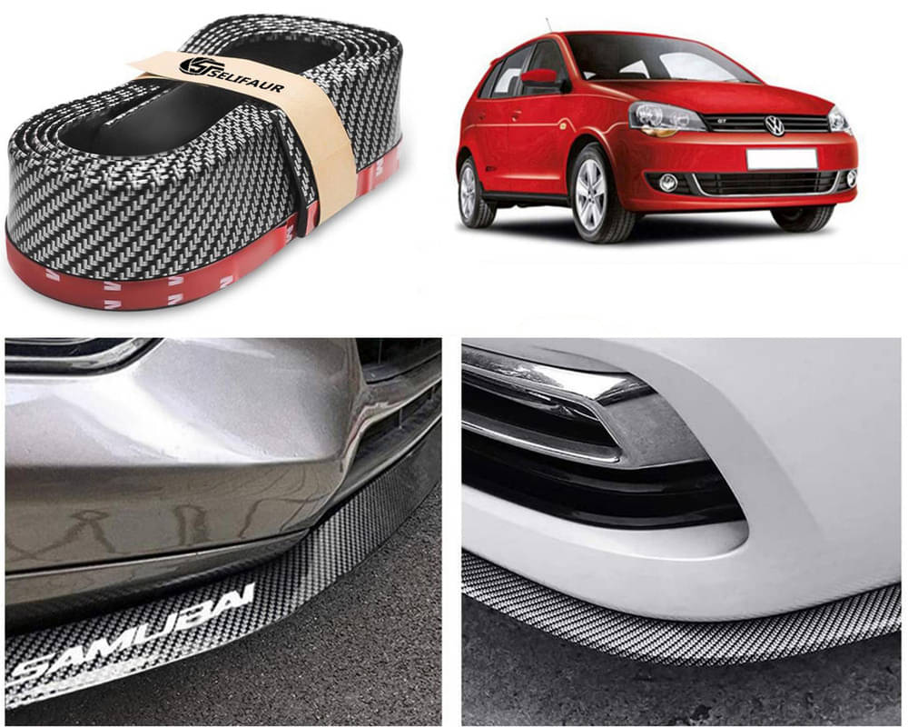     			Car Front Bumper Protector Lip | Car Samurai Bumper Protector | Black Car Body Kit Bumper Lip Side Skirt Rubber Compatible For Polo Vivo GT