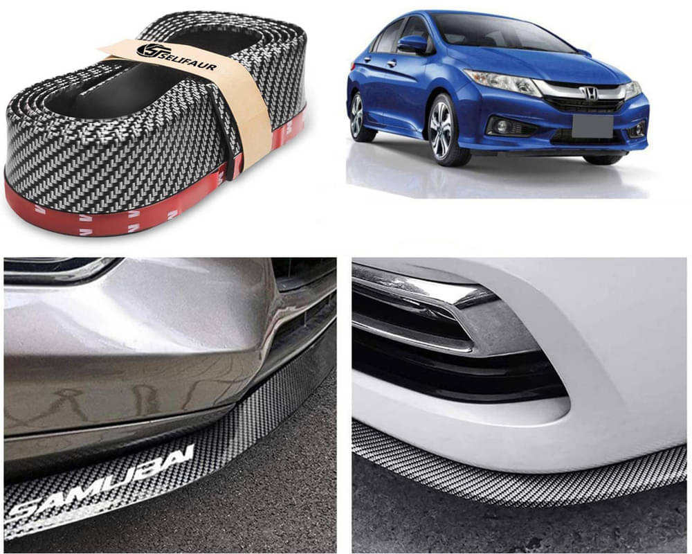     			Car Front Bumper Protector Lip | Car Samurai Bumper Protector | Black Car Body Kit Bumper Lip Side Skirt Rubber Compatible For City New