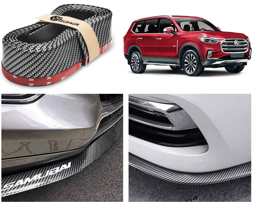     			Car Front Bumper Protector Lip | Car Samurai Bumper Protector | Black Car Body Kit Bumper Lip Side Skirt Rubber Compatible For MG Gloster