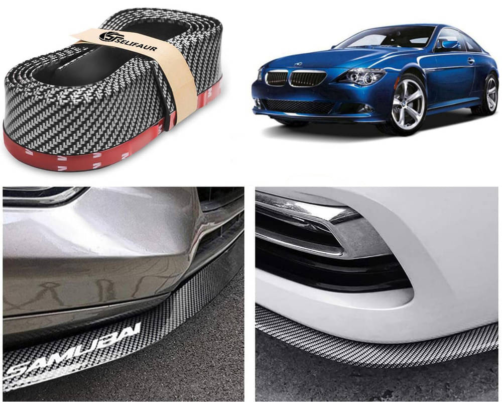     			Car Front Bumper Protector Lip | Car Samurai Bumper Protector | Black Car Body Kit Bumper Lip Side Skirt Rubber Compatible For 6 Series