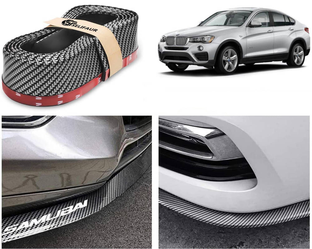     			Car Front Bumper Protector Lip | Car Samurai Bumper Protector | Black Car Body Kit Bumper Lip Side Skirt Rubber Compatible For X4
