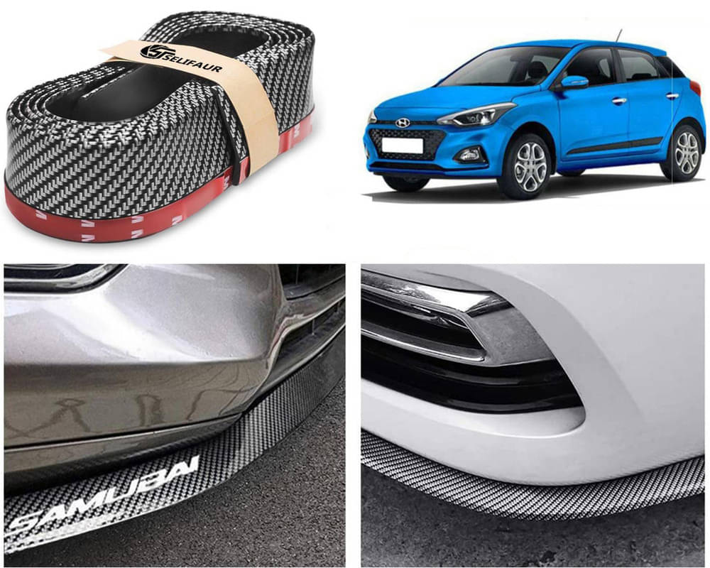     			Car Front Bumper Protector Lip | Car Samurai Bumper Protector | Black Car Body Kit Bumper Lip Side Skirt Rubber Compatible For I20 Elite 2018
