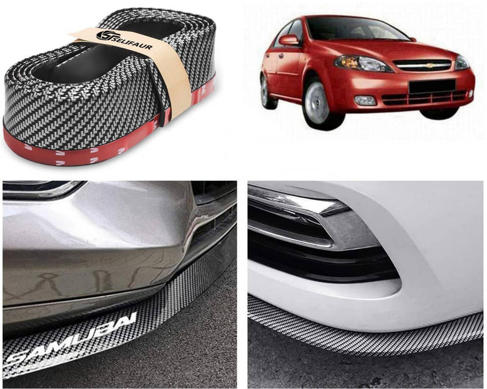     			Car Front Bumper Protector Lip | Car Samurai Bumper Protector | Black Car Body Kit Bumper Lip Side Skirt Rubber Compatible For Optra SRV