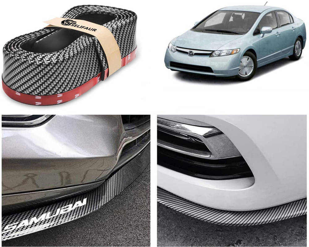     			Car Front Bumper Protector Lip | Car Samurai Bumper Protector | Black Car Body Kit Bumper Lip Side Skirt Rubber Compatible For Civic