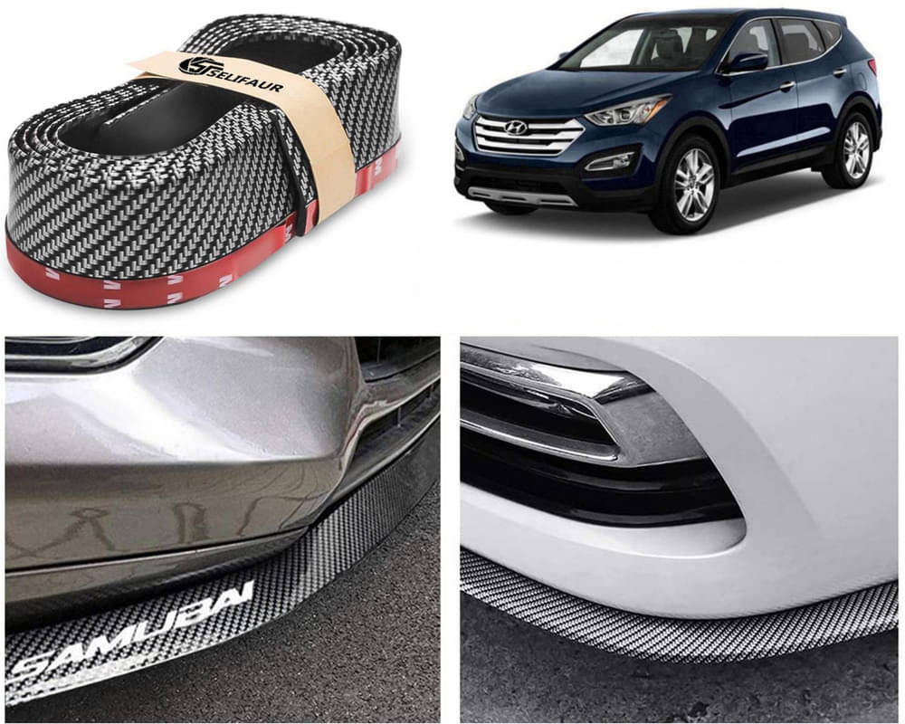    			Car Front Bumper Protector Lip | Car Samurai Bumper Protector | Black Car Body Kit Bumper Lip Side Skirt Rubber Compatible For Santa Fe