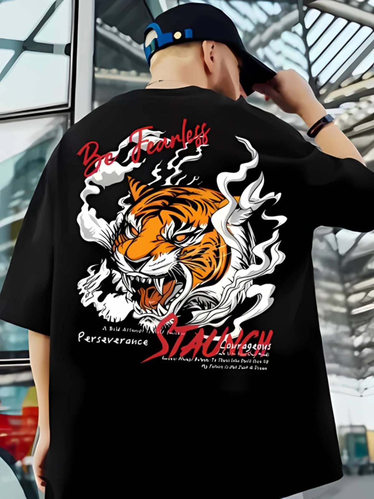 CrazyBee Men Cotton Blend Oversized Fit Printed T-Shirt ( Black ) CrazyBee Men Cotton Blend Oversized Fit Printed T-Shirt ( Black )