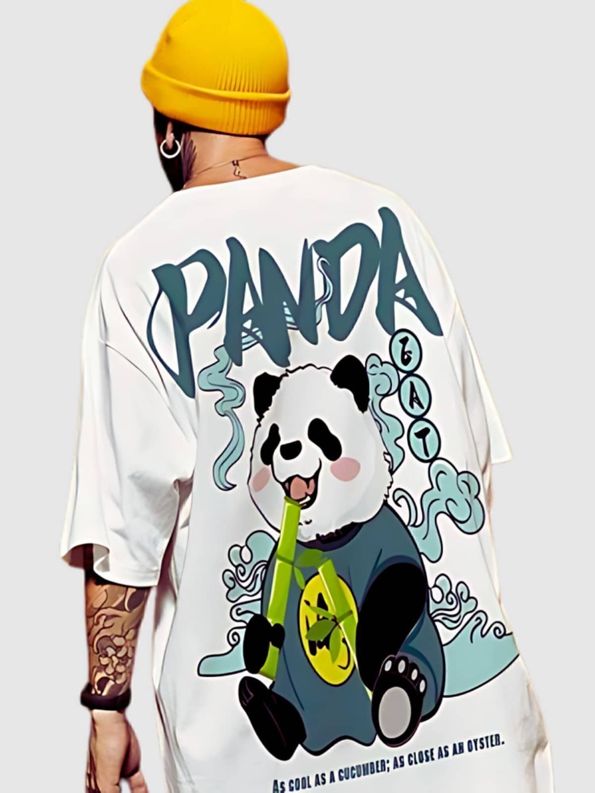 CrazyBee Men Cotton Blend Oversized Fit Printed T-Shirt ( White )