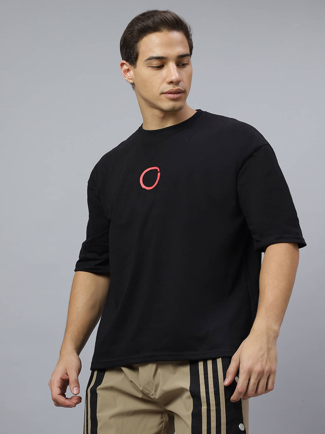 CrazyBee Men Cotton Blend Oversized Fit Printed T-Shirt ( Black ) CrazyBee Men Cotton Blend Oversized Fit Printed T-Shirt ( Black )