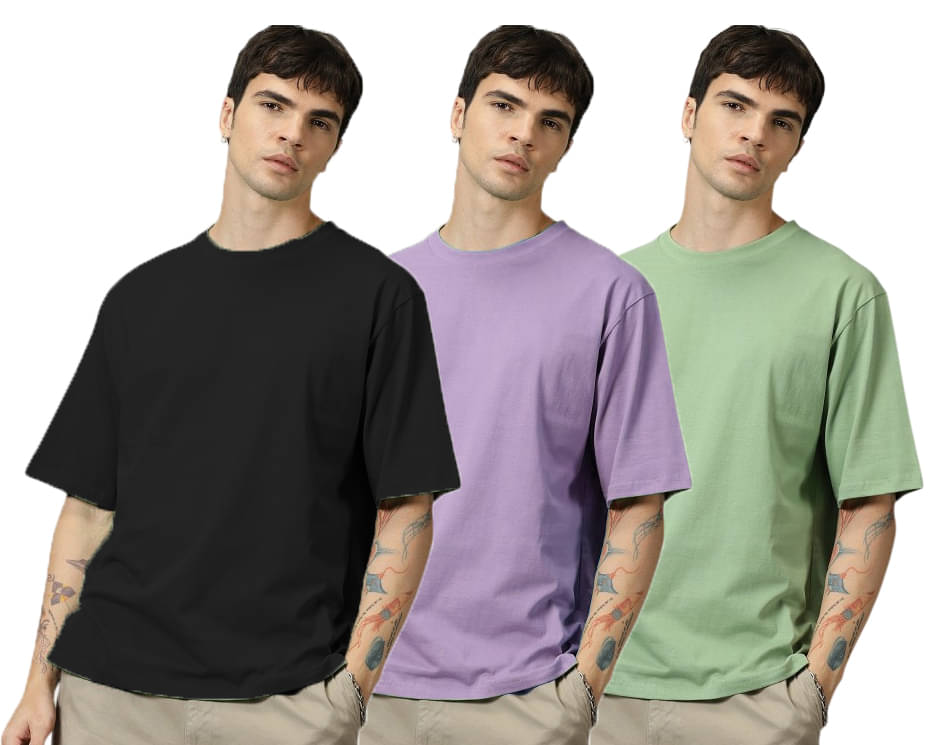 Diversify Men Cotton Blend Oversized Fit Solid T-Shirt ( Multicolor ) Diversify Men Cotton Blend Oversized Fit Solid T-Shirt ( Multicolor )