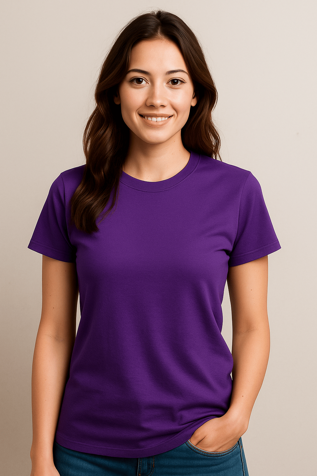 Dongli Women Polyester Solid Regular Fit Round Neck T-Shirt ( Purple )     			Dongli Women Polyester Solid Regular Fit Round Neck T-Shirt ( Purple )