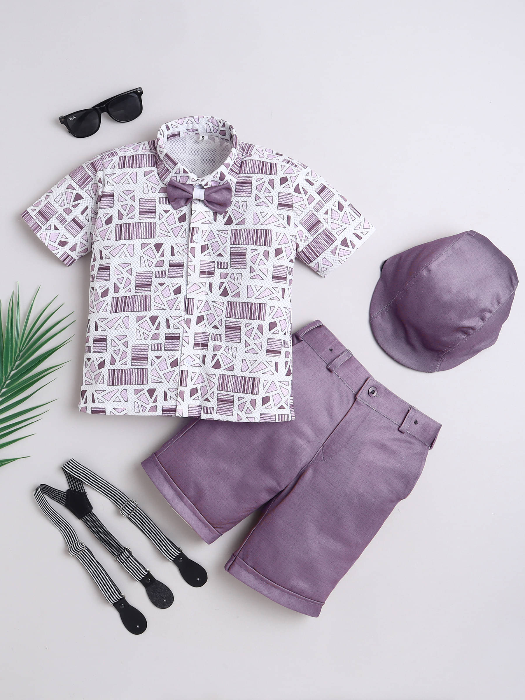 Fourfolds Pack of 1 Boys Cotton Blend Shirt & Shorts Set ( Purple ) Fourfolds Pack of 1 Boys Cotton Blend Shirt & Shorts Set ( Purple )
