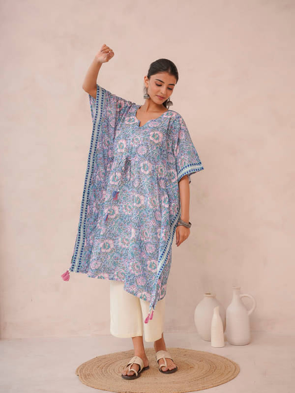 Goodhand Women Cotton Printed Fit & Flare Dress ( Light Blue ) Goodhand Women Cotton Printed Fit & Flare Dress ( Light Blue )