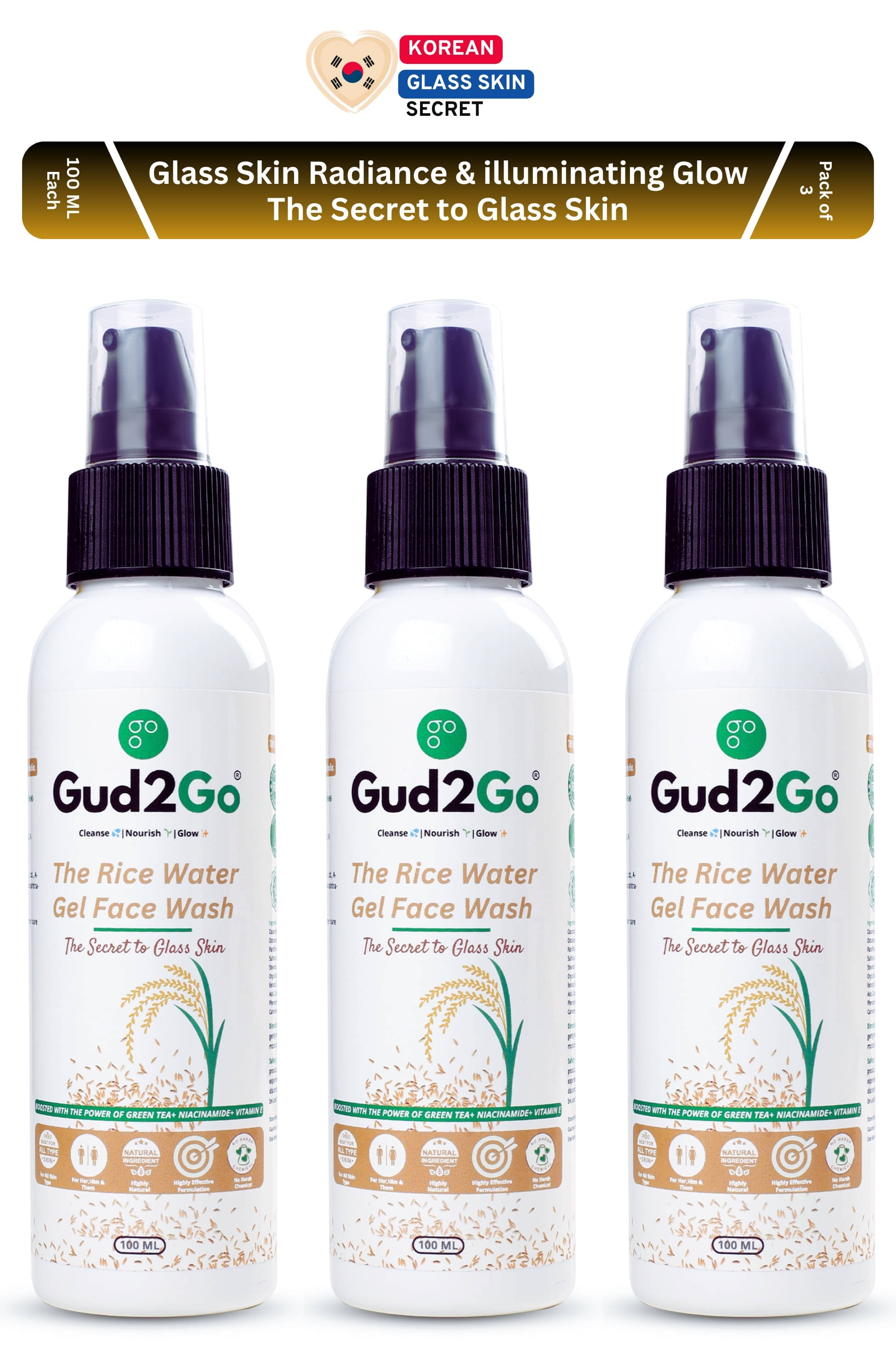     			Gud2Go - Fine Lines and Wrinkles Reducing Face Wash For All Skin Type ( Pack of 3 )
