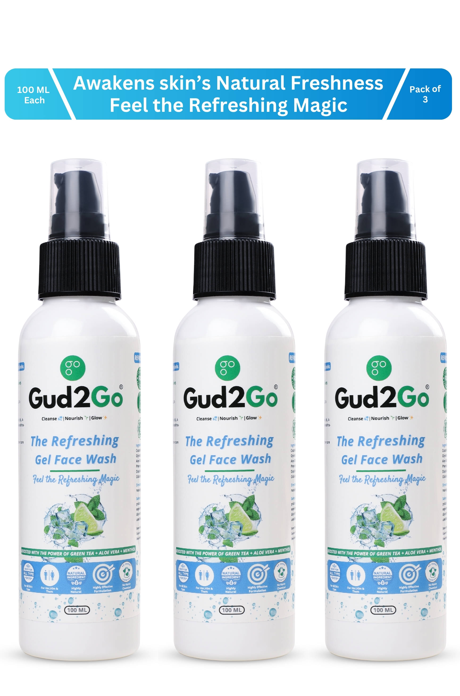     			Gud2Go - Refreshing Face Wash For All Skin Type ( Pack of 3 )