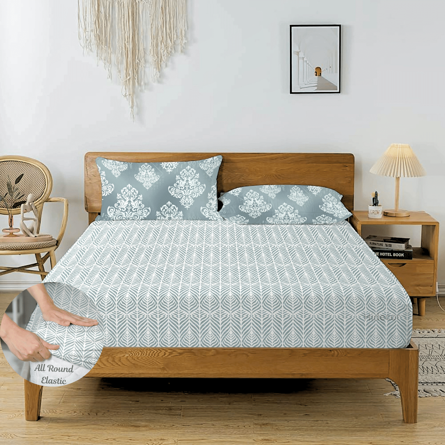 HIDECOR Microfibre Floral Fitted 1 Bedsheet with 2 Pillow Covers ( King Size ) - Multi HIDECOR Microfibre Floral Fitted 1 Bedsheet with 2 Pillow Covers ( King Size ) - Multi