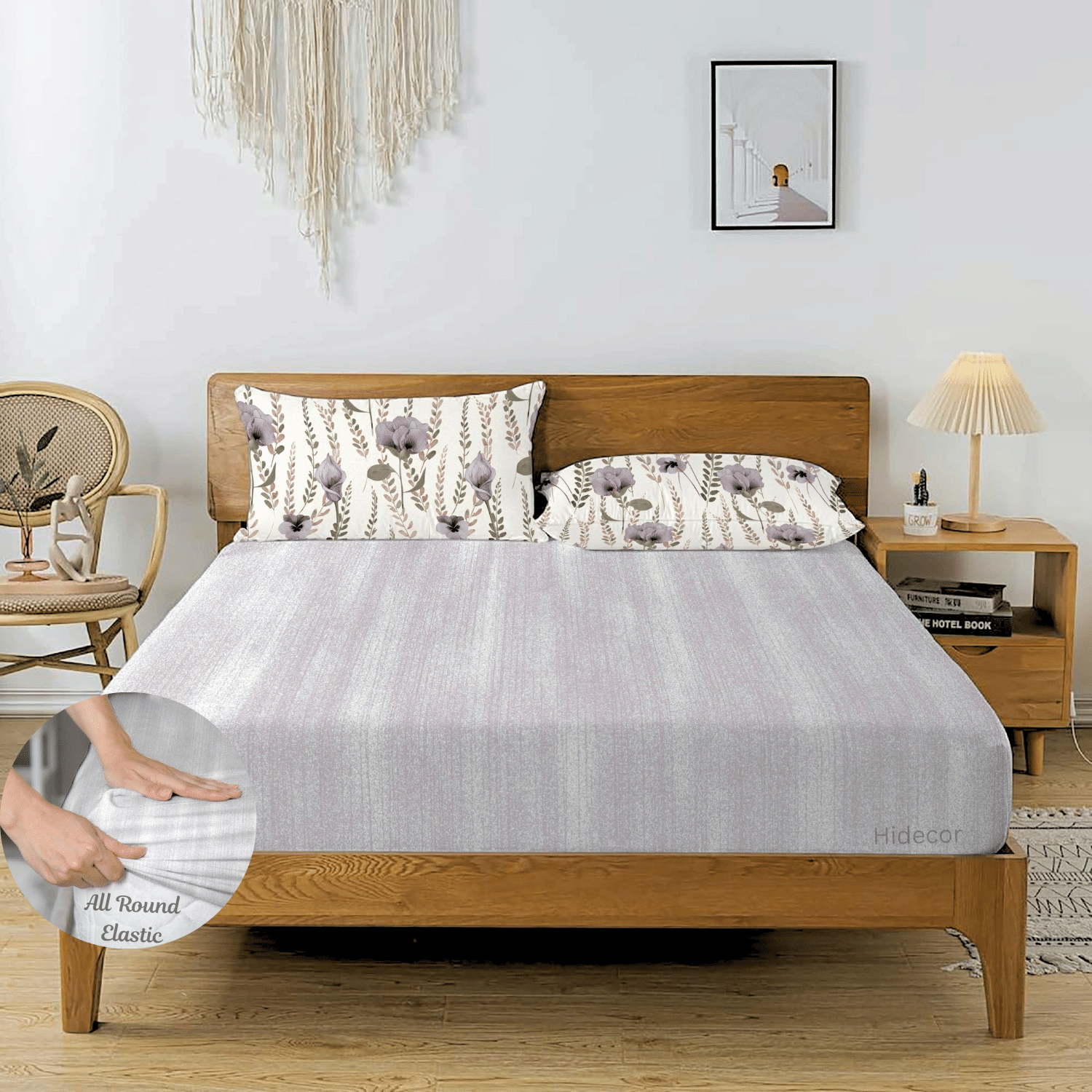 HIDECOR Microfibre Solid Fitted 1 Bedsheet with 2 Pillow Covers ( King Size ) - Gray HIDECOR Microfibre Solid Fitted 1 Bedsheet with 2 Pillow Covers ( King Size ) - Gray