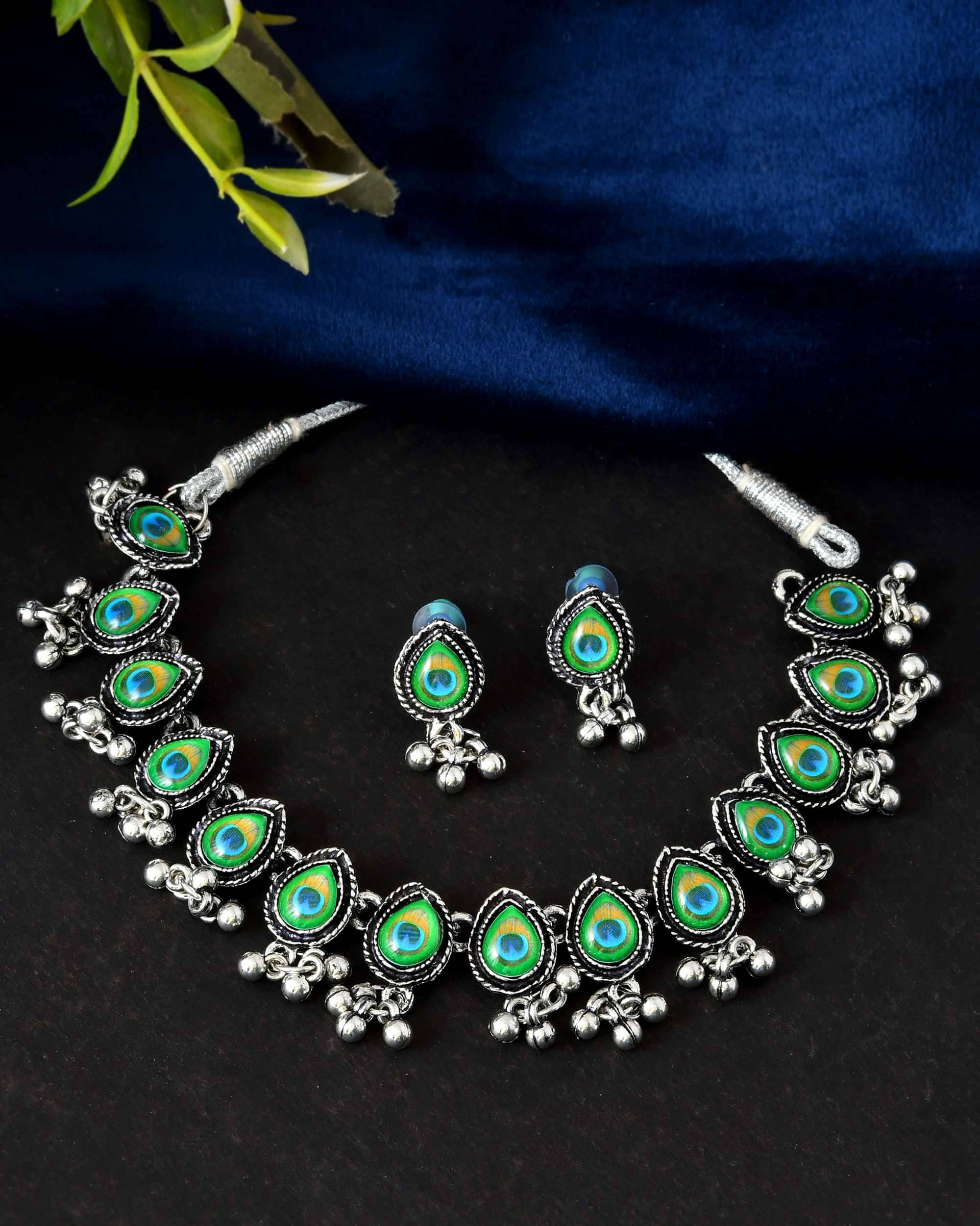     			Jewels Nest Silver Alloy Necklace Set ( Pack of 1 )