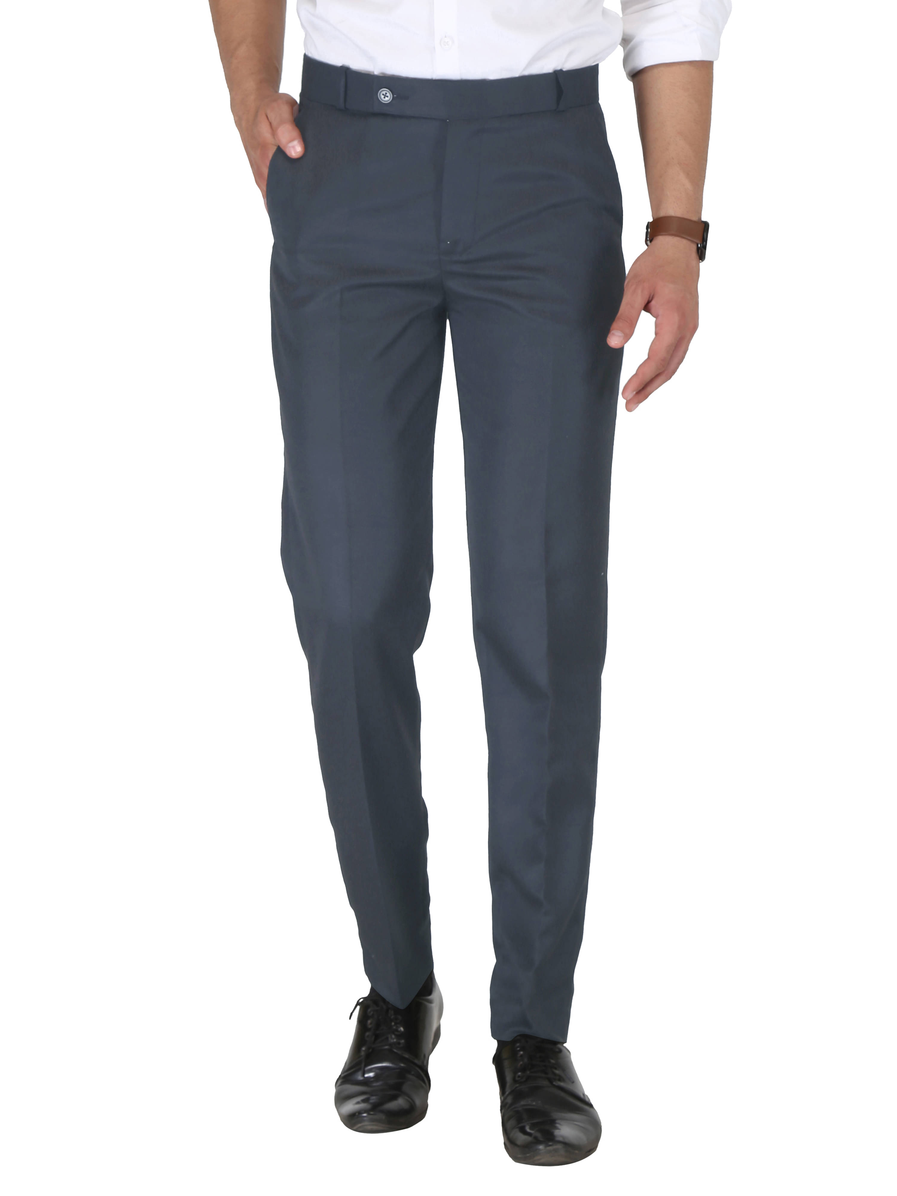     			K.S.BRAND Regular Flat Men's Formal Trouser - Dark Grey ( Pack of 1 )
