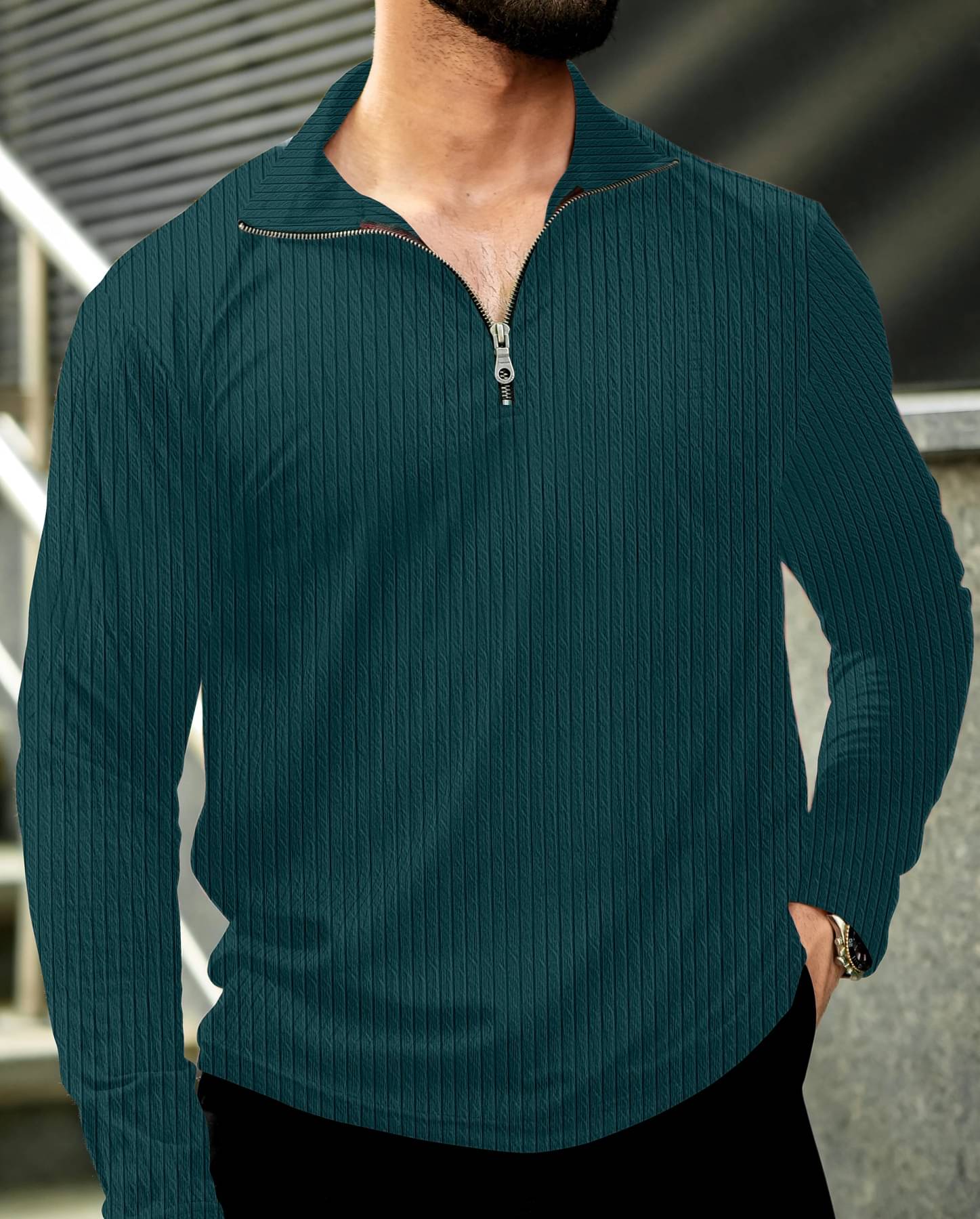     			KAJARU Men Polyester Regular Fit Popcorn Textured Polo T Shirt ( Teal Blue )