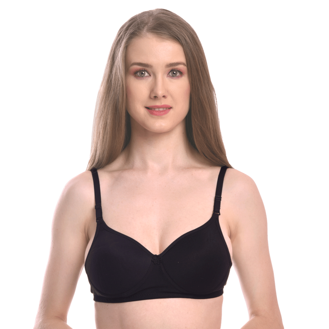 LEORBIX Pack of 1 Cotton Blend Non Padded Everyday Bra For Women ( Black ) LEORBIX Pack of 1 Cotton Blend Non Padded Everyday Bra For Women ( Black )