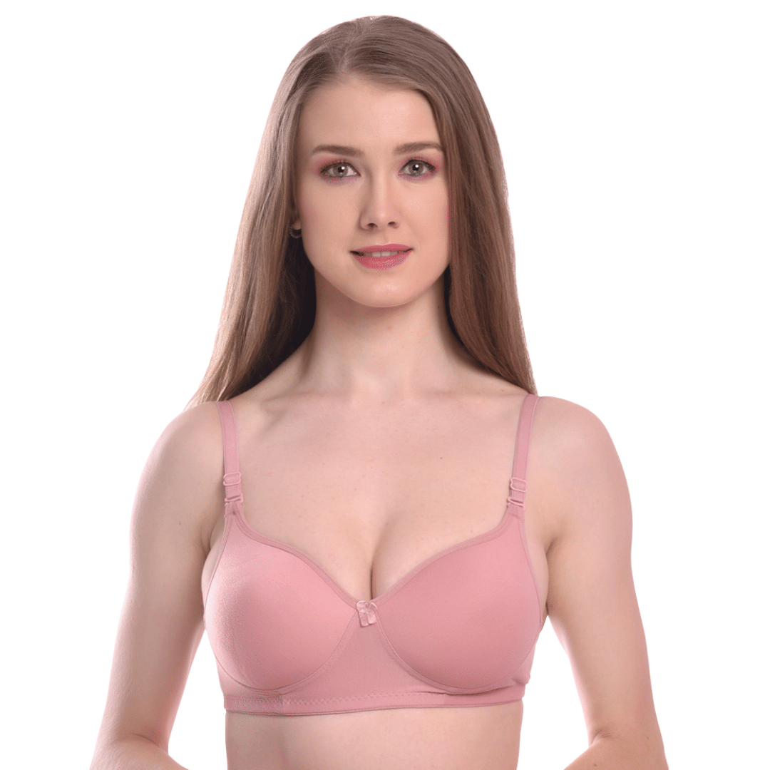 LEORBIX Pack of 1 Cotton Blend Non Padded Everyday Bra For Women ( Pink )