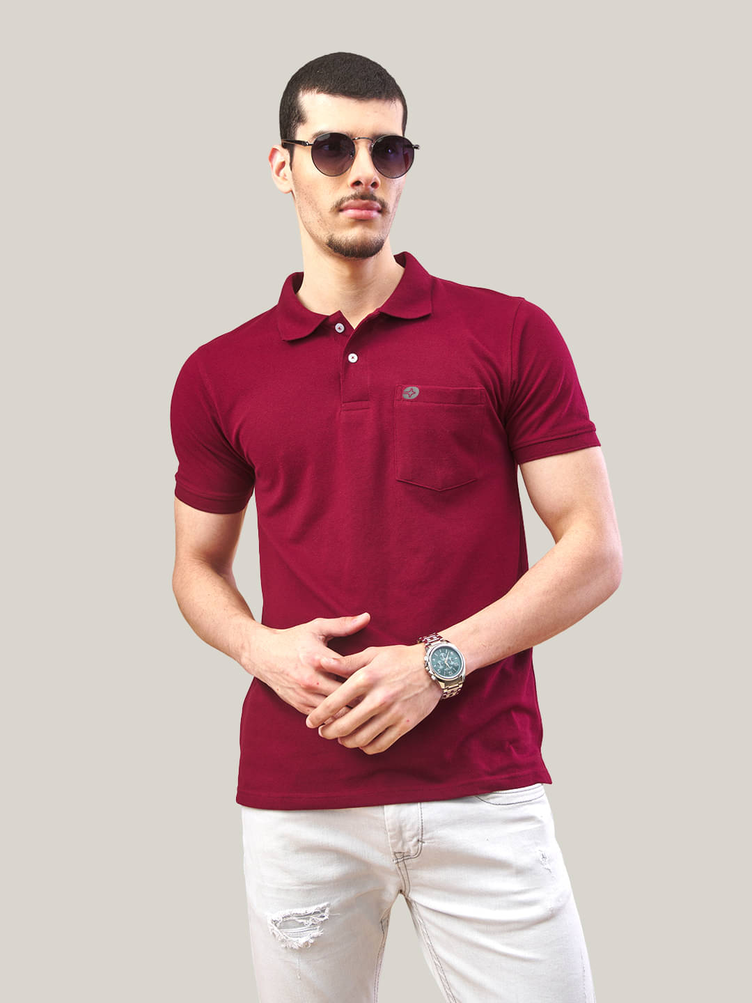     			Lux Nitro Men Cotton Regular Fit Solid Polo T Shirt ( Maroon )