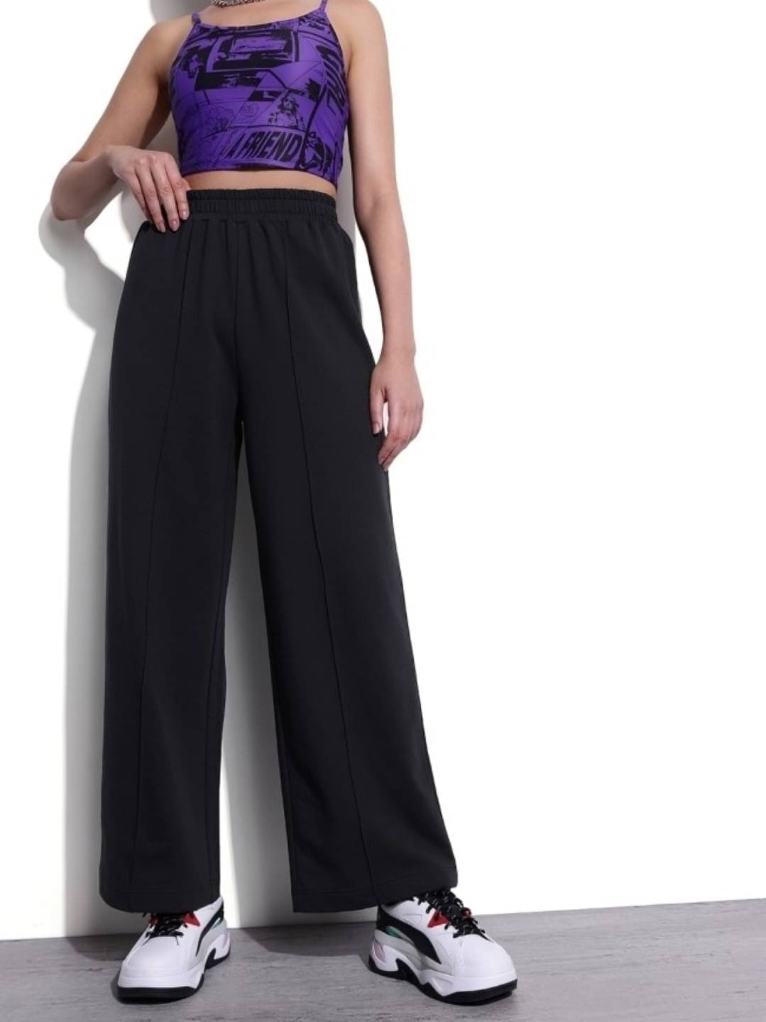     			MAYKR Pack of 1 Lycra Straight Women's Casual Pants ( Black )