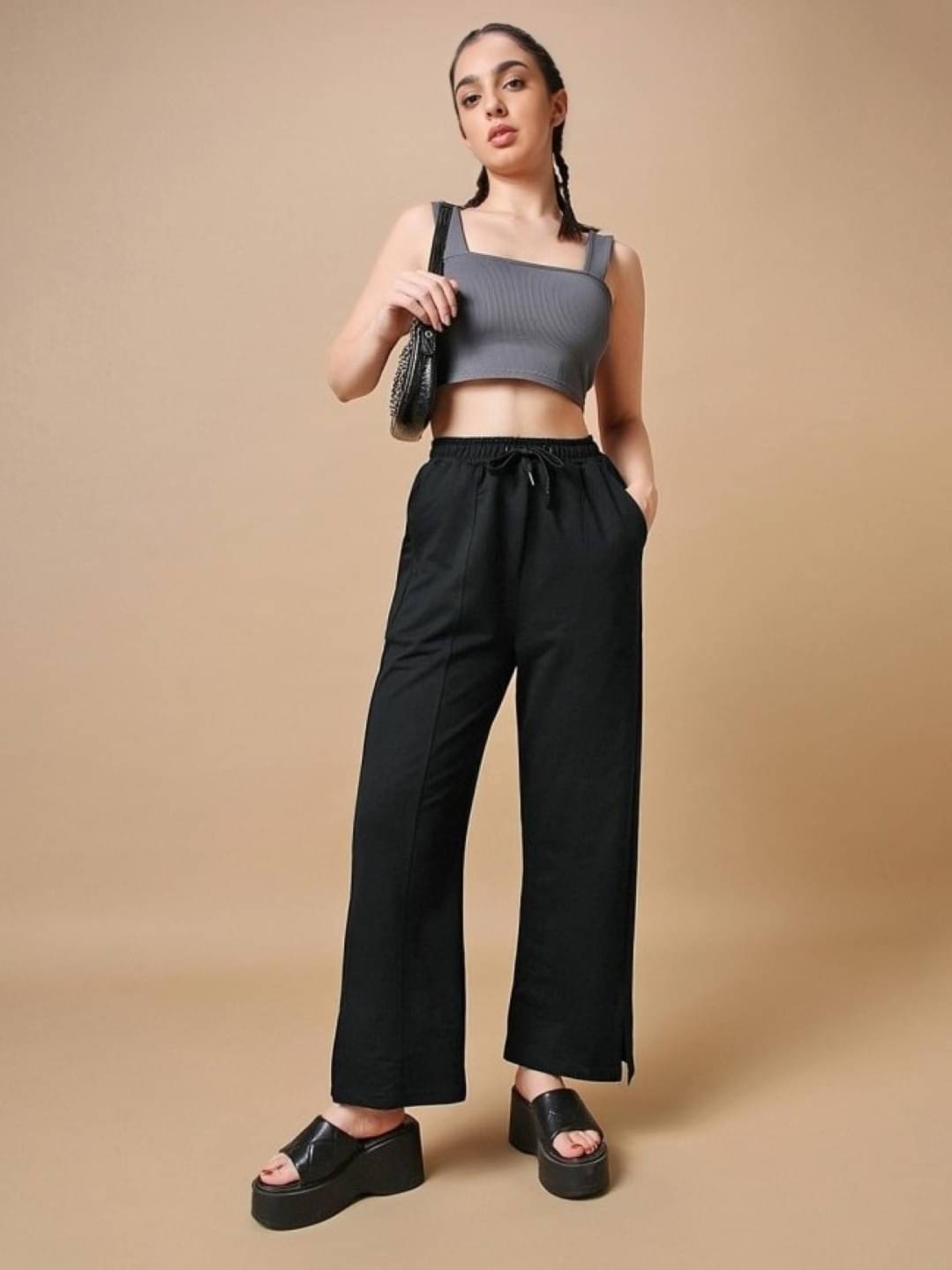     			MAYKR Pack of 1 Lycra Straight Women's Casual Pants ( Black )