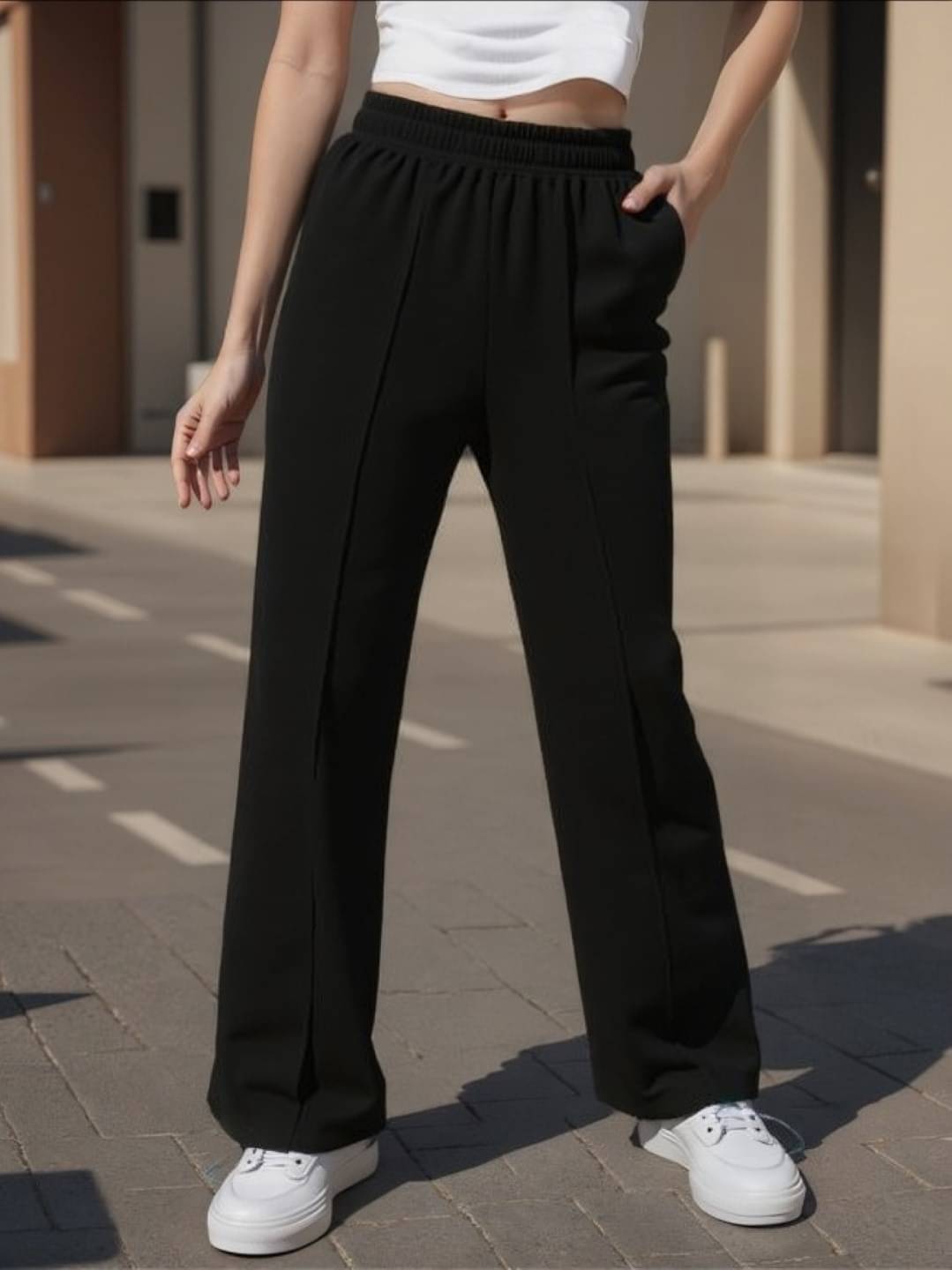     			MAYKR Pack of 1 Lycra Straight Women's Casual Pants ( Black )