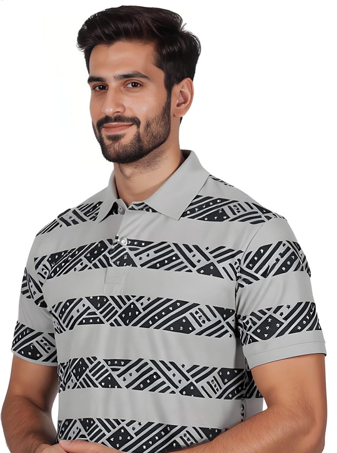 Merriment Men Cotton Blend Regular Fit Printed Polo T Shirt ( Black )     			Merriment Men Cotton Blend Regular Fit Printed Polo T Shirt ( Black )