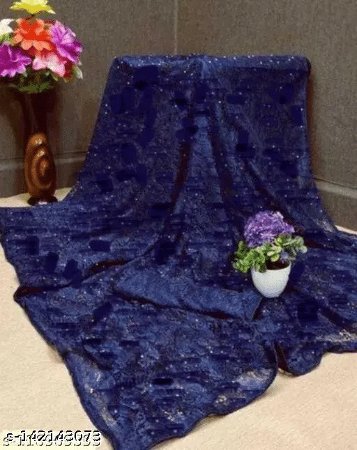 Nilkanthvarni Creation Net Embellished Saree With Unstitched Blouse Piece ( Navy Blue ) Nilkanthvarni Creation Net Embellished Saree With Unstitched Blouse Piece ( Navy Blue )