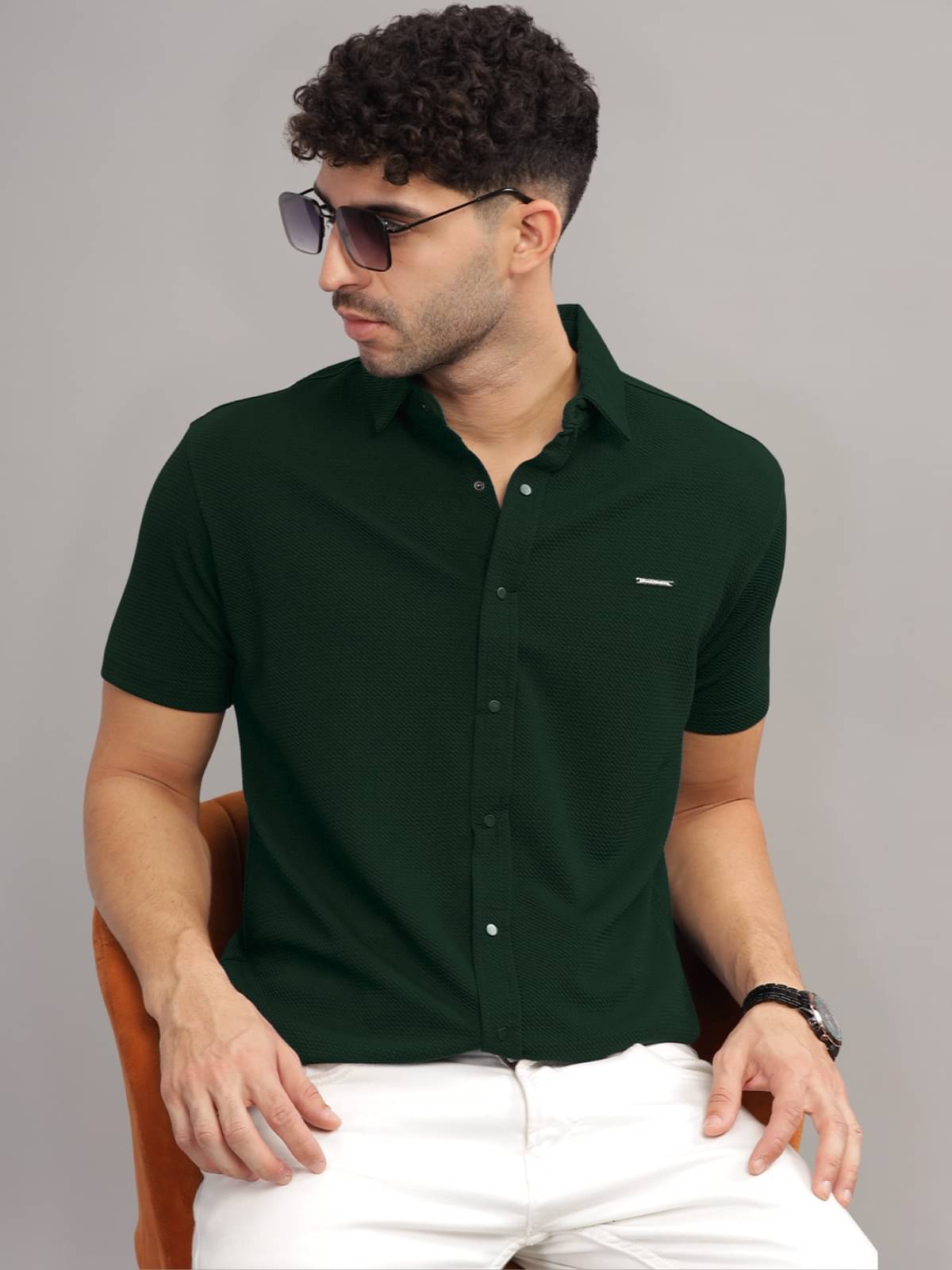     			ParcelYard Cotton Blend Regular Fit Solids Half Sleeves Men's Casual Shirt - Green ( Pack of 1 )