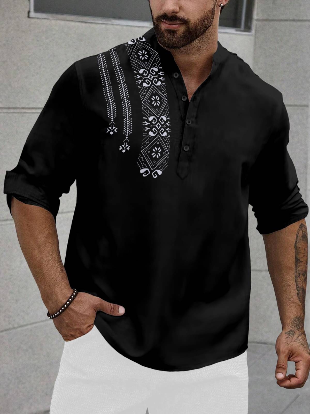    			Reiter Black Cotton Blend Men's Shirt Style Kurta ( Pack of 1 )