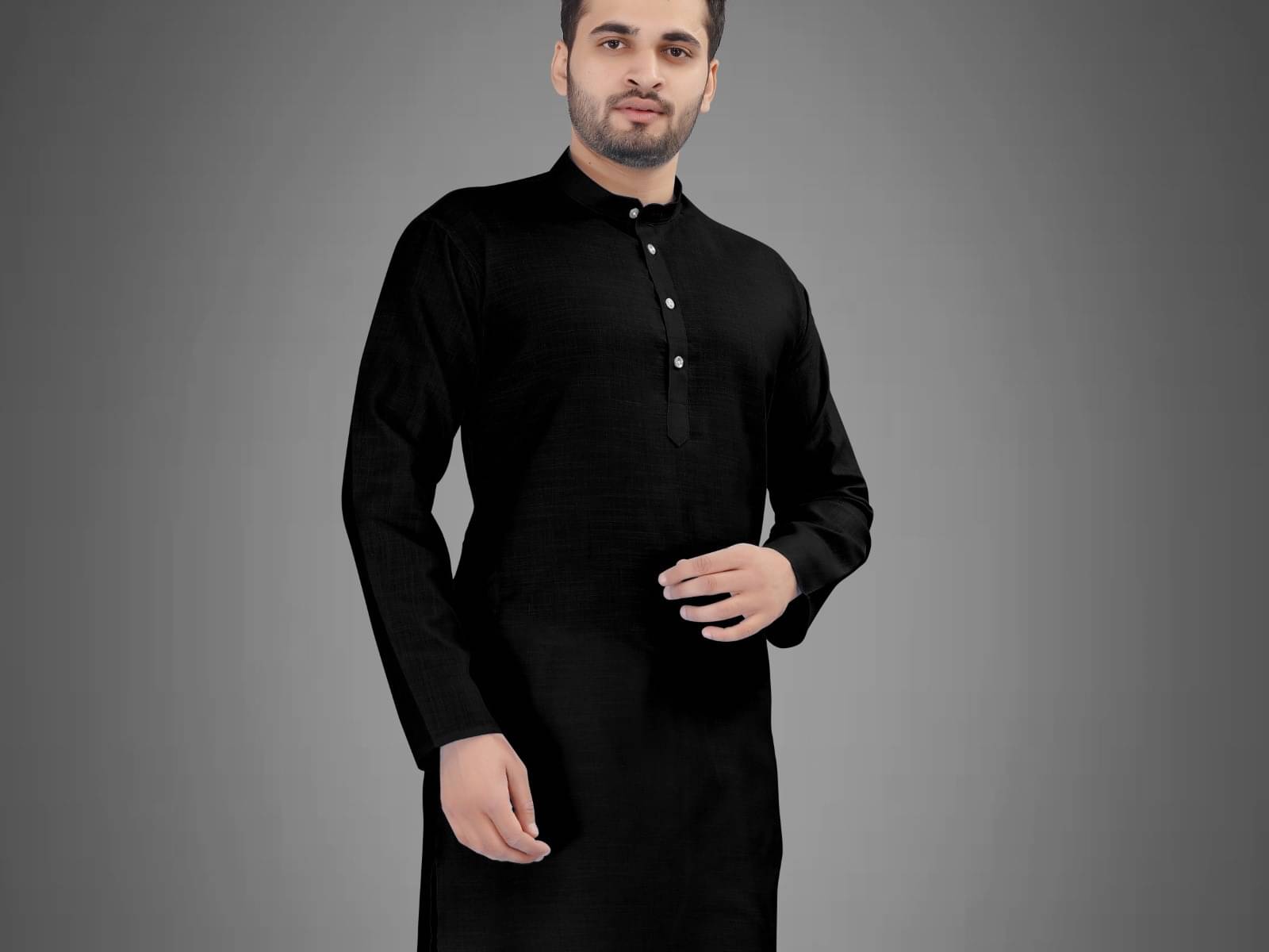     			Reiter Black Cotton Blend Men's Regular Kurta ( Pack of 1 )