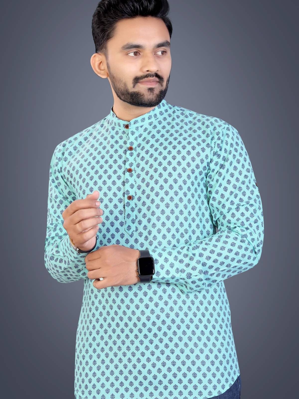 Reiter Blue Cotton Blend Men's Regular Kurta ( Pack of 1 ) Reiter Blue Cotton Blend Men's Regular Kurta ( Pack of 1 )