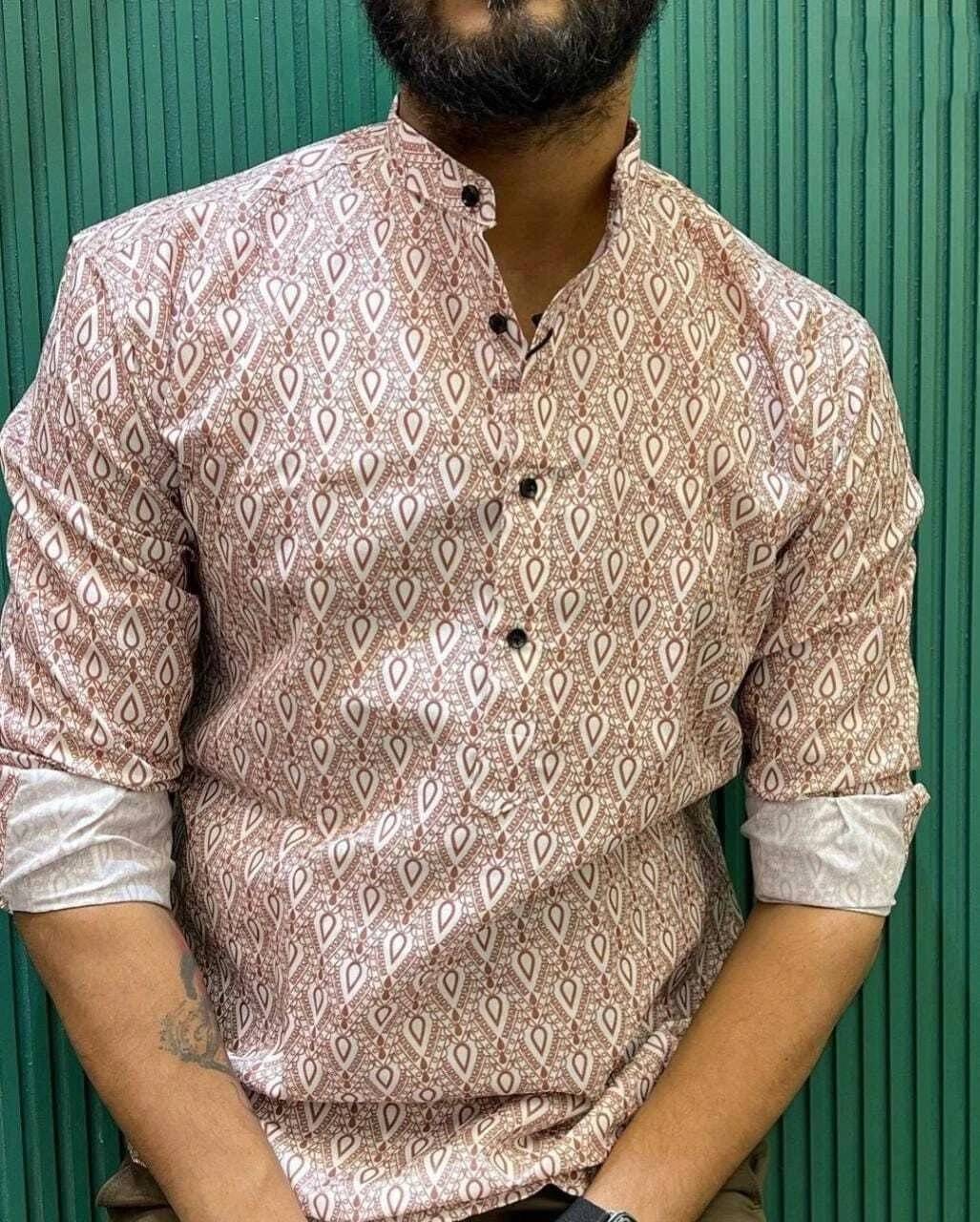 Reiter Brown Cotton Blend Men's Shirt Style Kurta ( Pack of 1 )     			Reiter Brown Cotton Blend Men's Shirt Style Kurta ( Pack of 1 )