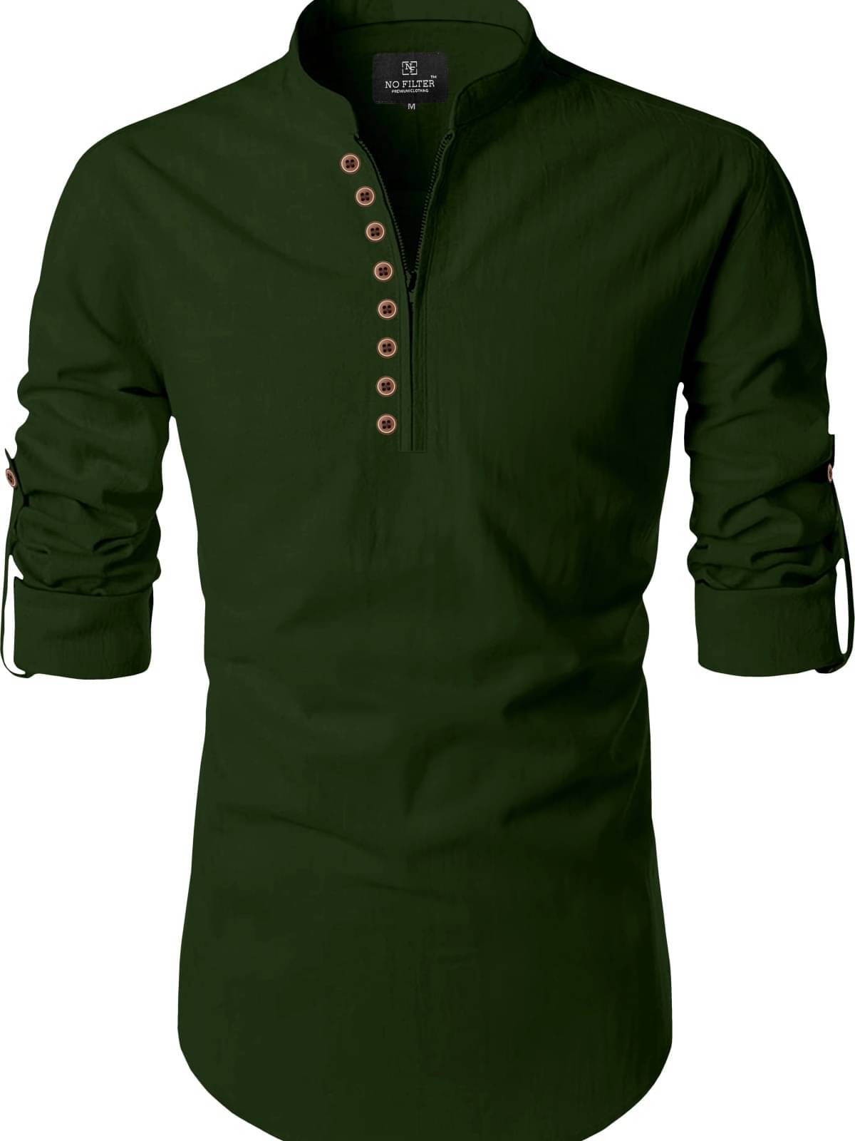 Reiter Dark Green Cotton Blend Men's Shirt Style Kurta ( Pack of 1 )     			Reiter Dark Green Cotton Blend Men's Shirt Style Kurta ( Pack of 1 )