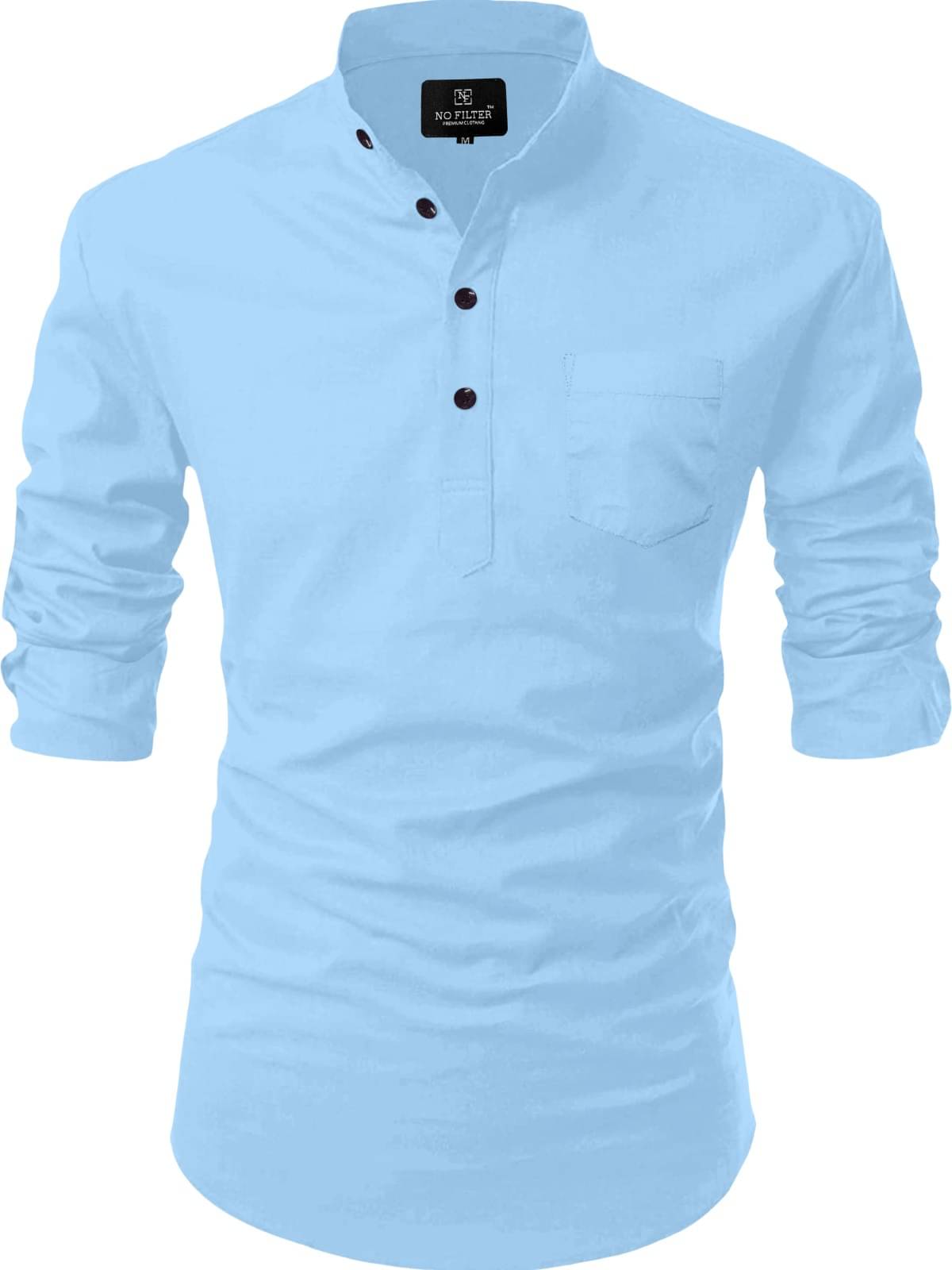 Reiter Light Blue Cotton Blend Men's Shirt Style Kurta ( Pack of 1 ) Reiter Light Blue Cotton Blend Men's Shirt Style Kurta ( Pack of 1 )