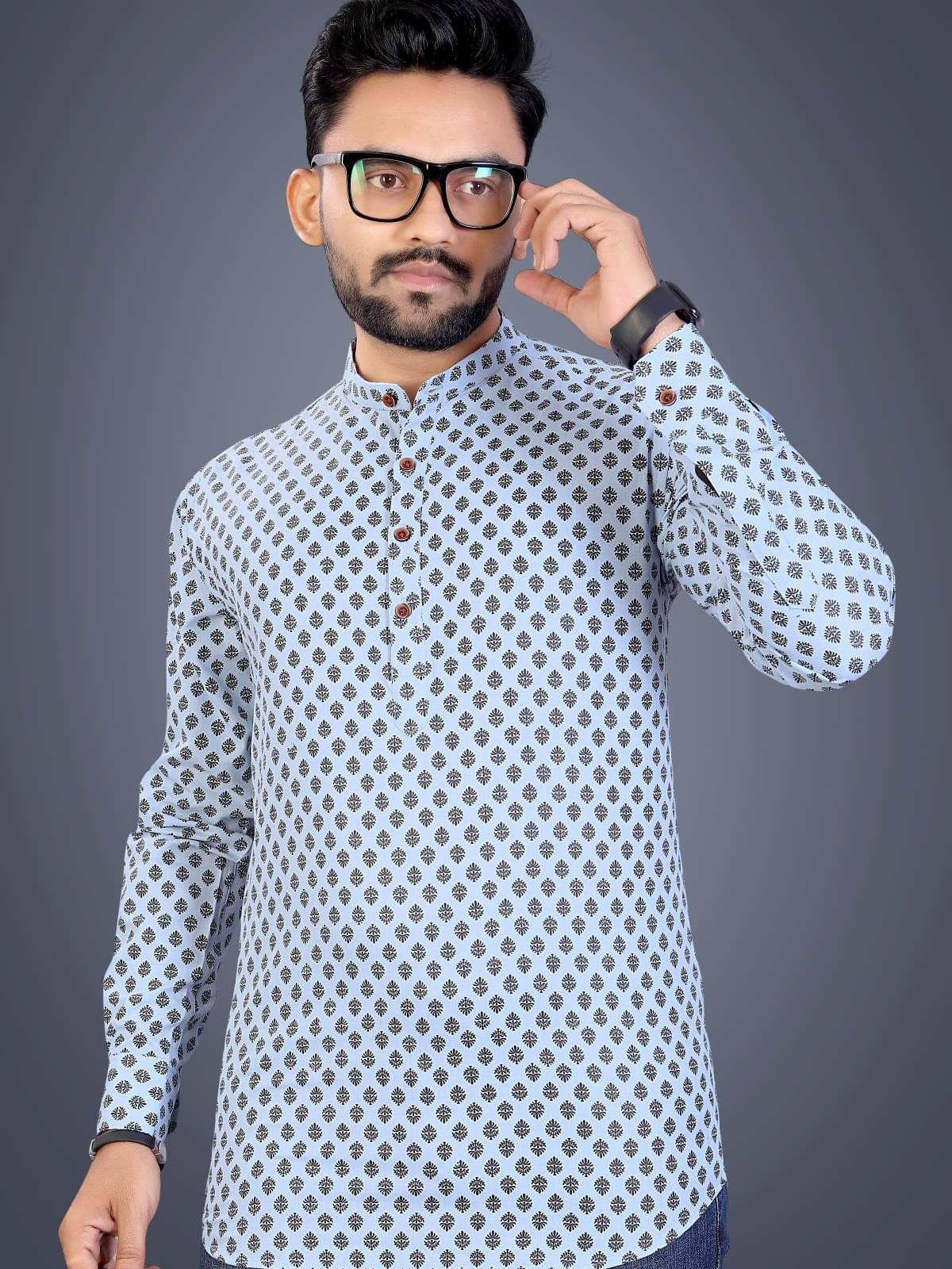 Reiter Light Blue Cotton Blend Men's Shirt Style Kurta ( Pack of 1 ) Reiter Light Blue Cotton Blend Men's Shirt Style Kurta ( Pack of 1 )