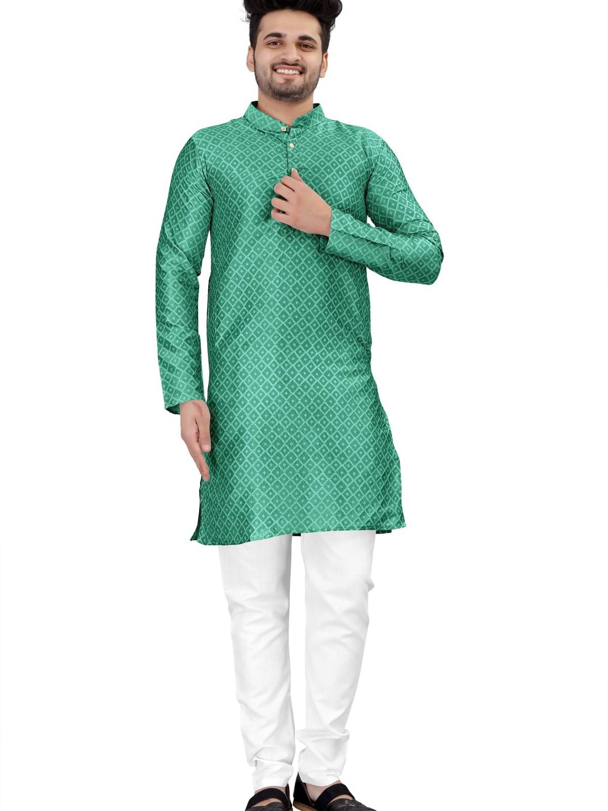 Reiter Light Green Cotton Blend Men's Regular Kurta ( Pack of 1 ) Reiter Light Green Cotton Blend Men's Regular Kurta ( Pack of 1 )