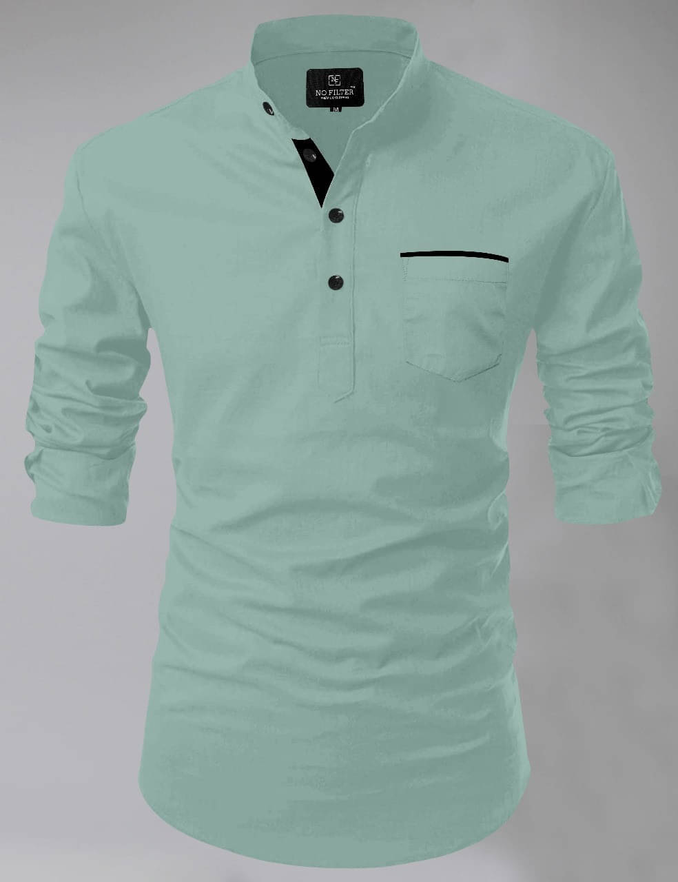 Reiter Light Green Cotton Blend Men's Shirt Style Kurta ( Pack of 1 ) Reiter Light Green Cotton Blend Men's Shirt Style Kurta ( Pack of 1 )