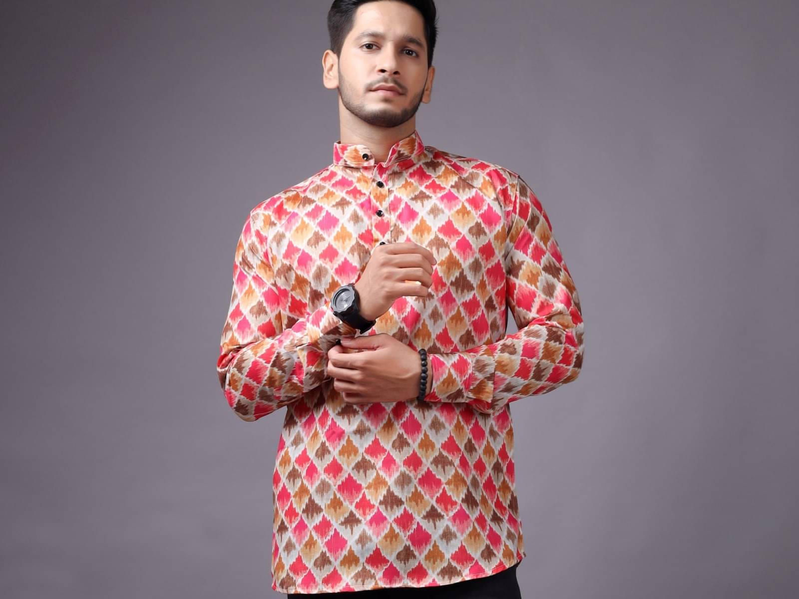 Reiter Multi Cotton Blend Men's Shirt Style Kurta ( Pack of 1 ) Reiter Multi Cotton Blend Men's Shirt Style Kurta ( Pack of 1 )