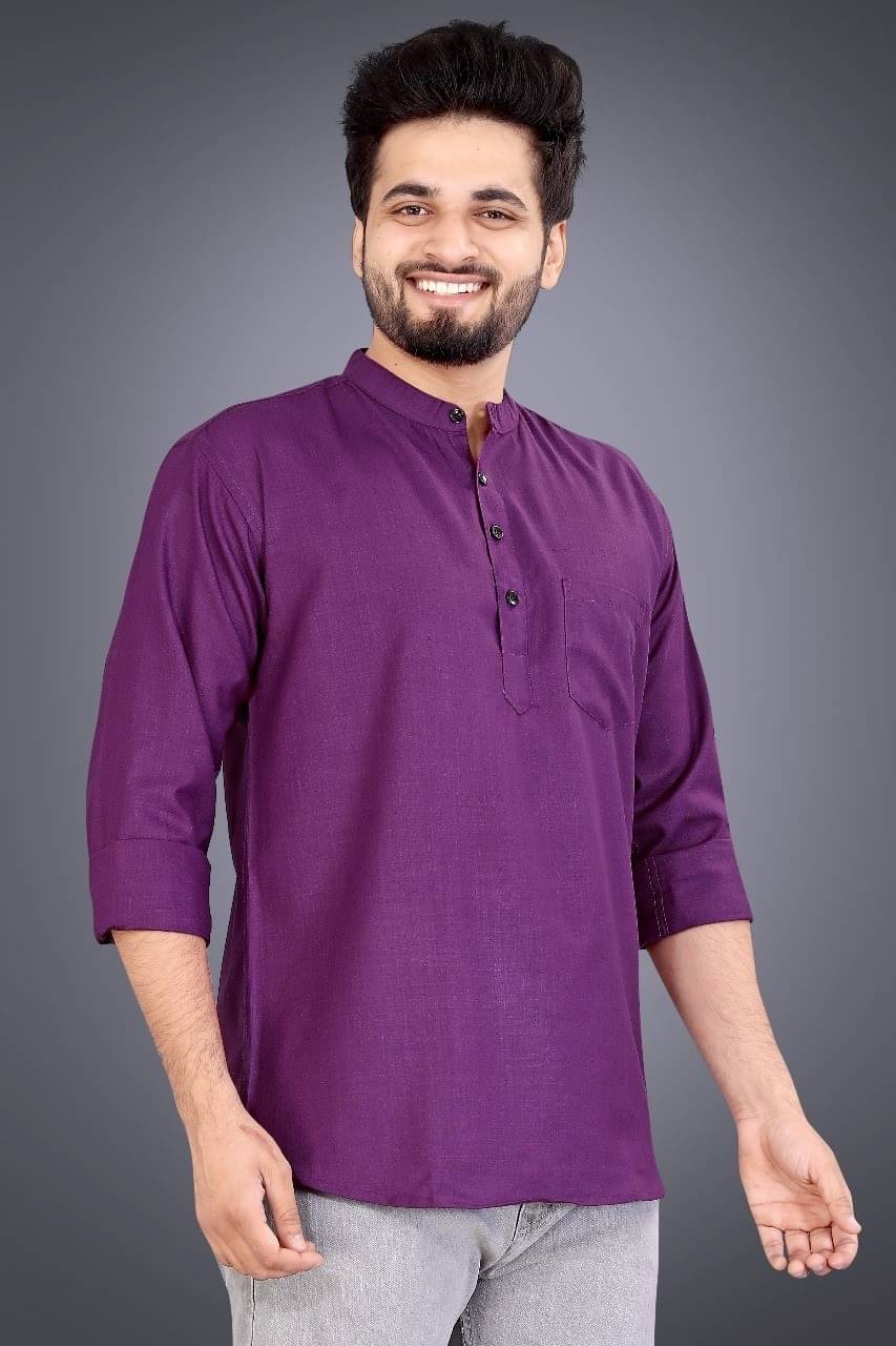Reiter Purple Cotton Blend Men's Shirt Style Kurta ( Pack of 1 ) Reiter Purple Cotton Blend Men's Shirt Style Kurta ( Pack of 1 )