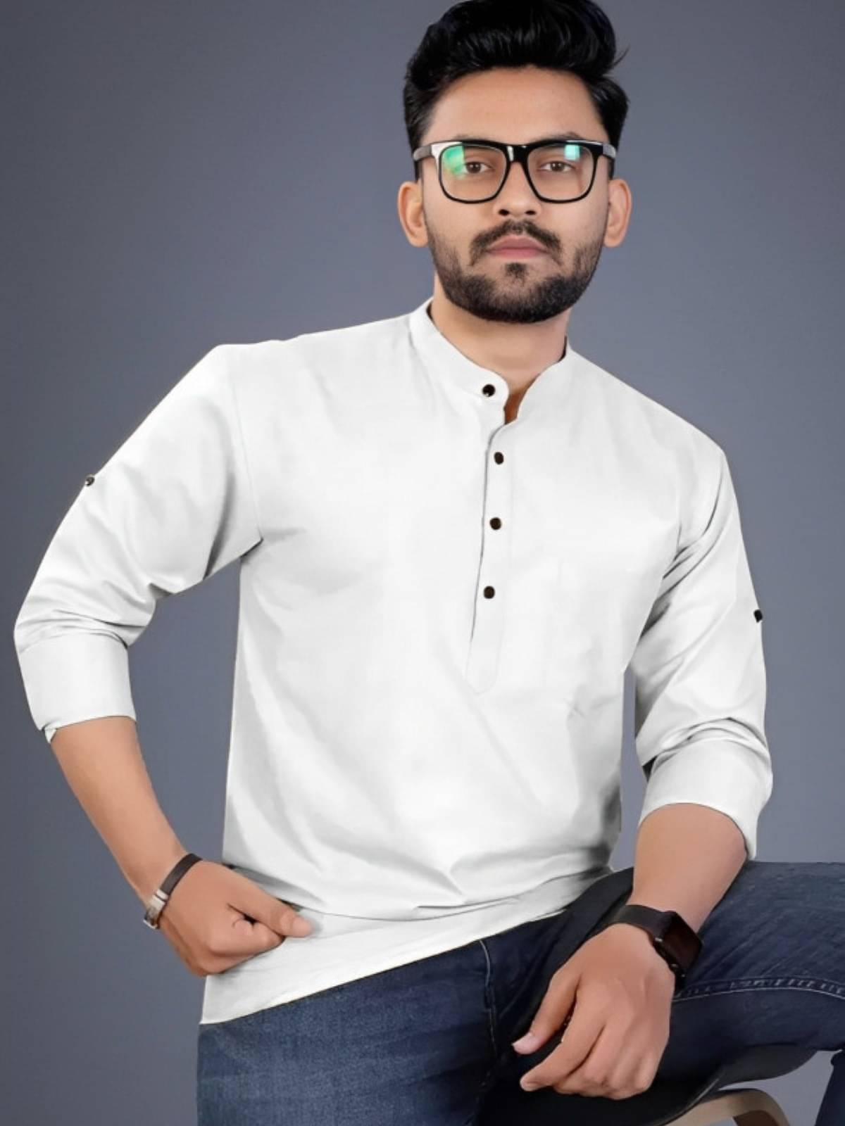 Reiter White Cotton Blend Men's Shirt Style Kurta ( Pack of 1 ) Reiter White Cotton Blend Men's Shirt Style Kurta ( Pack of 1 )
